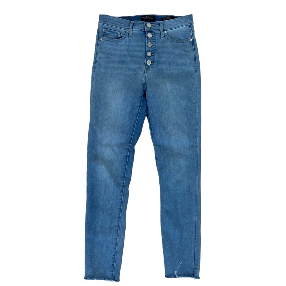 Banana Republic Premium jeans blue button fly high rise skinny raw stretch 26